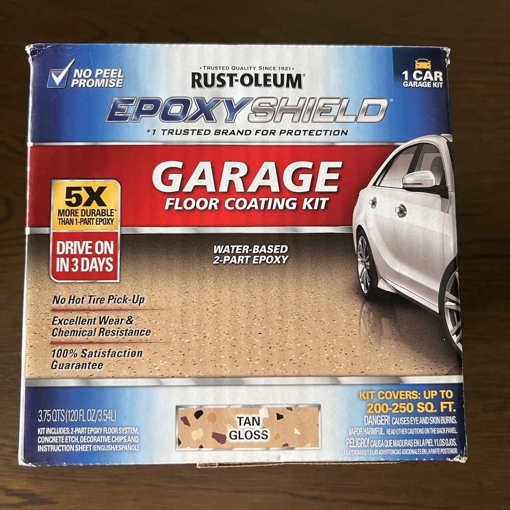 Rust-Oleum EPOXYSHIELD Garage Floor Coating Kit Tan Gloss 120oz One Car NEW